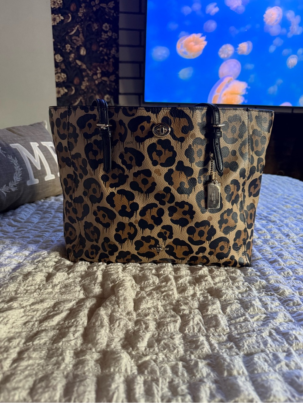 Coach Wild Beast Leopard Turnlock Tote Baseman Rare Bag